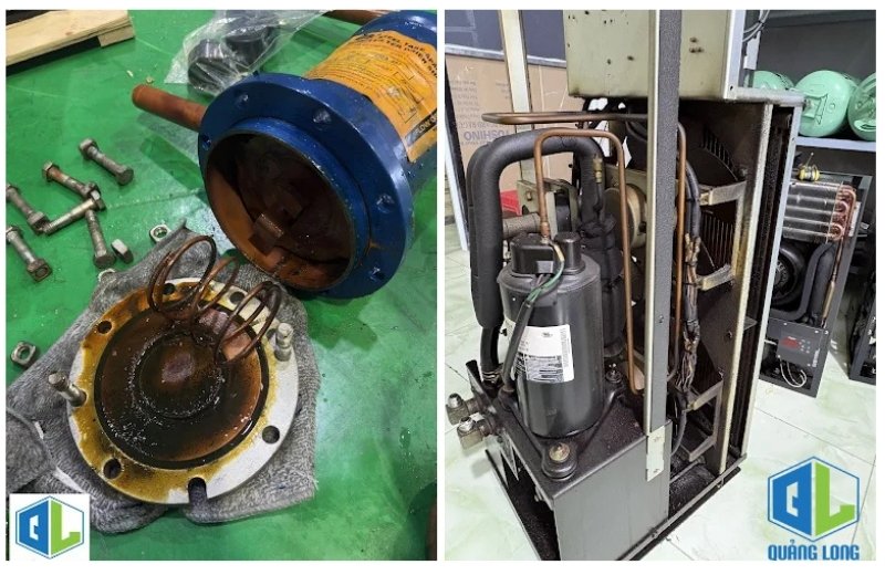 Hình ảnh minh họa các dấu hiệu block máy lạnh bị hư: không lạnh, kêu to, tự ngắt liên tục, tiêu thụ điện cao. Dấu Hiệu Nhận Biết Block Máy Lạnh Bị Hư – Điện Lạnh Quảng Long