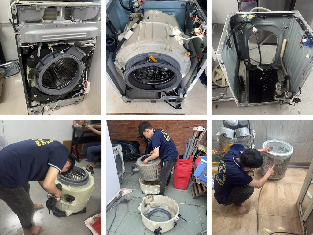 Kỹ thuật viên tháo lồng giặt, vệ sinh từng ngóc ngách – bước quan trọng nhất trong dịch vụ vệ sinh máy giặt Bến Cát Kỹ thuật viên tháo lồng giặt, vệ sinh từng ngóc ngách – bước quan trọng nhất trong dịch vụ vệ sinh máy giặt Bến Cát