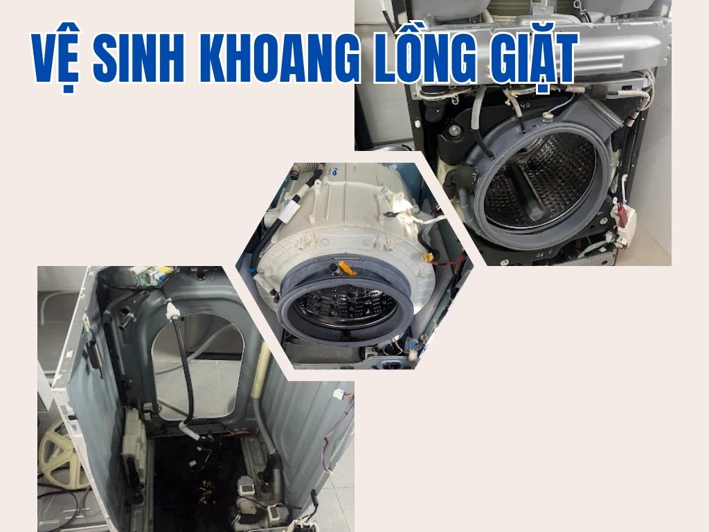 Kỹ thuật viên vệ sinh thùng chứa nước và khoang đặt lồng giặt, chà rửa và xả sạch cặn bẩn – đảm bảo máy giặt hoạt động sạch, không mùi tại Thuận An. Kỹ thuật viên vệ sinh thùng chứa nước và khoang đặt lồng giặt, chà rửa và xả sạch cặn bẩn – đảm bảo máy giặt hoạt động sạch, không mùi tại Thuận An.