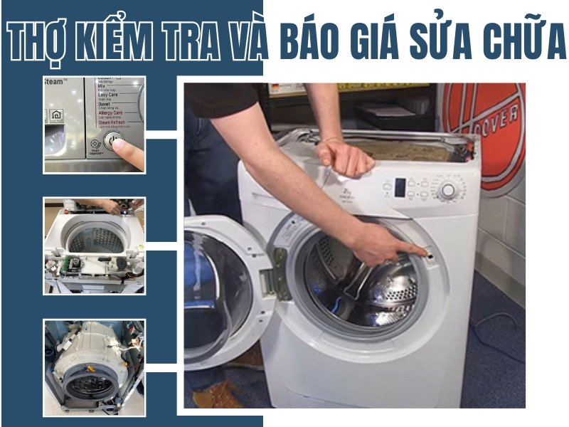 Kỹ thuật viên kiểm tra và báo giá sửa chữa cho khách hàng Thủ Dầu Một